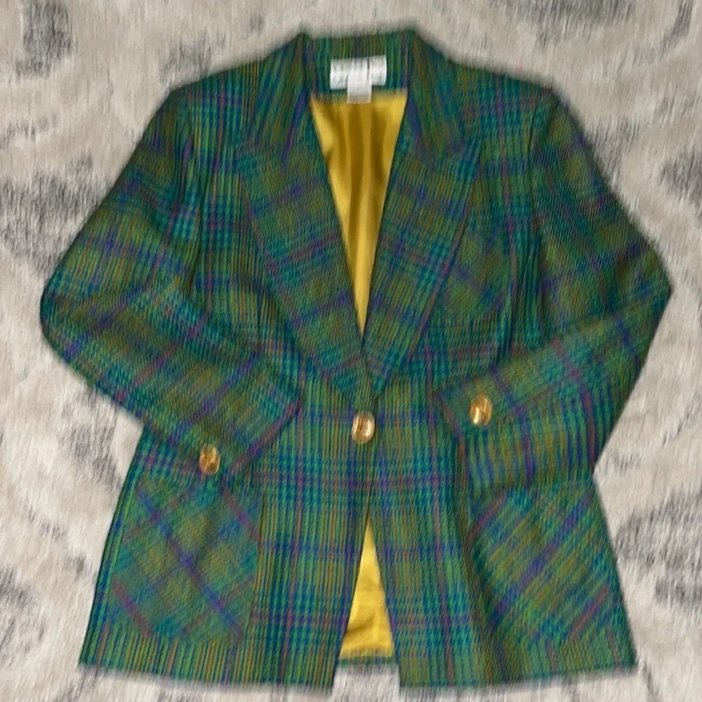 🎉🎉HOST PIC🎉🎊Vintage Christian Dior Tweed Houndstooth MultiColor Blazer🔥NWOT